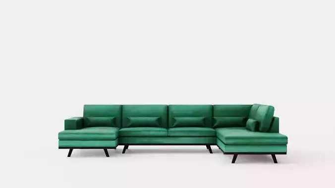 Copenhagen U Sofa Right Velvet Green