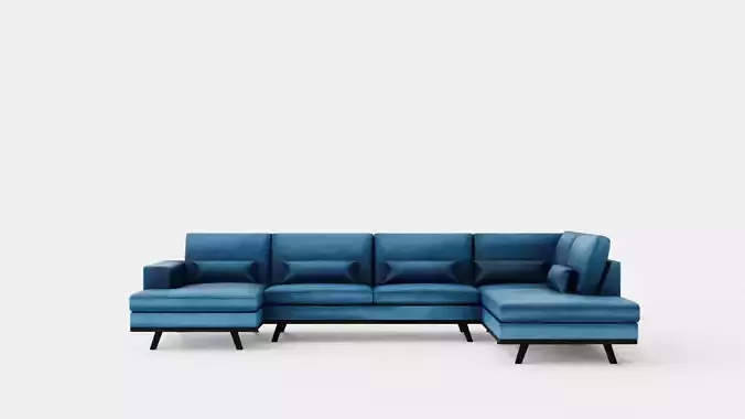 Copenhagen U Sofa Right Velvet Blue