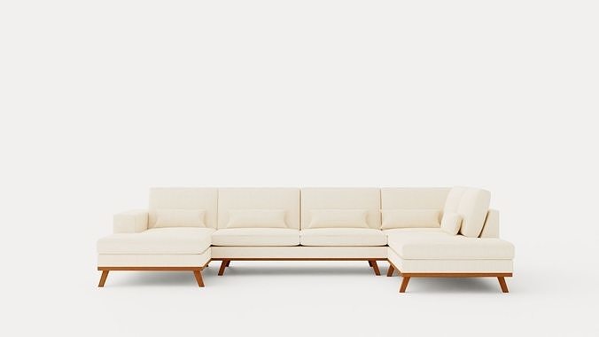 Copenhagen U Sofa Right Velvet Low-poly 3D model