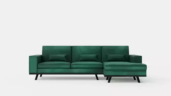 Copenhagen Divan Sofa Right Velvet Green