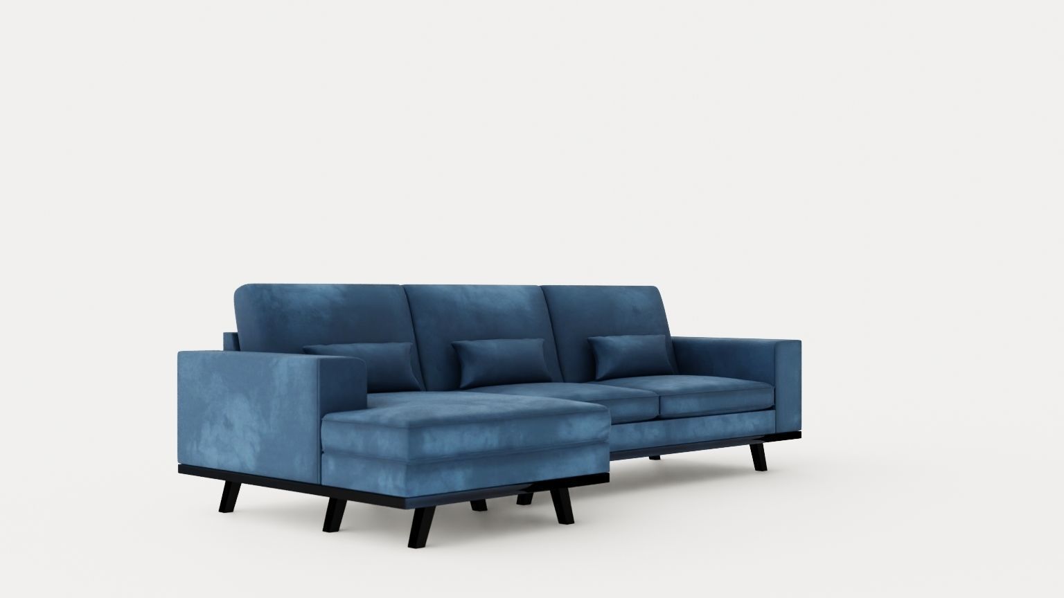Copenhagen Divan Sofa Left Handed Blue Low-poly 3D model_1