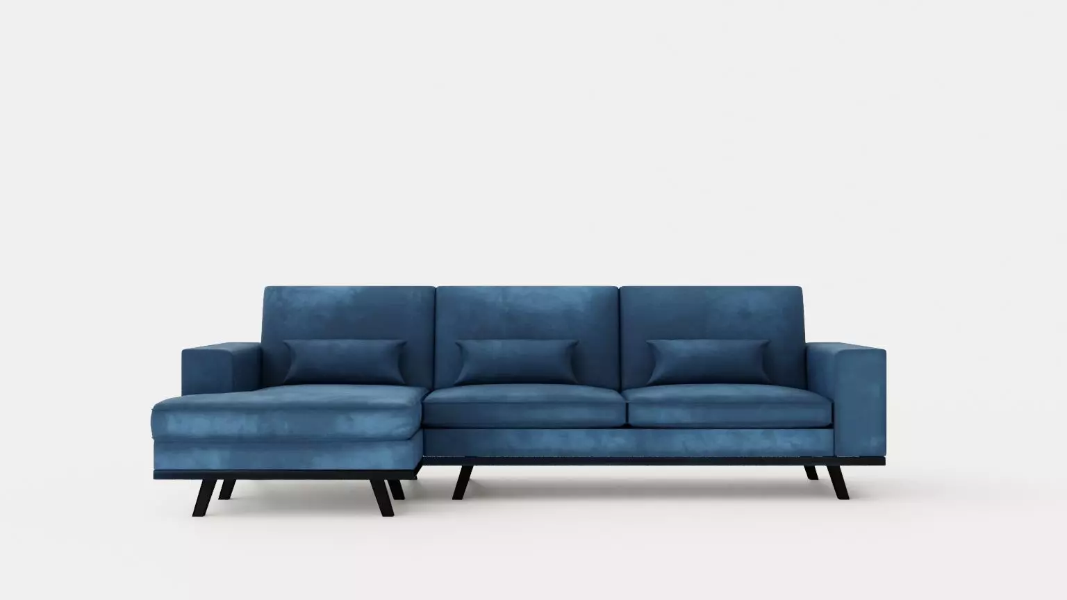 Copenhagen Divan Sofa Left Handed Blue Low-poly 3D model_0
