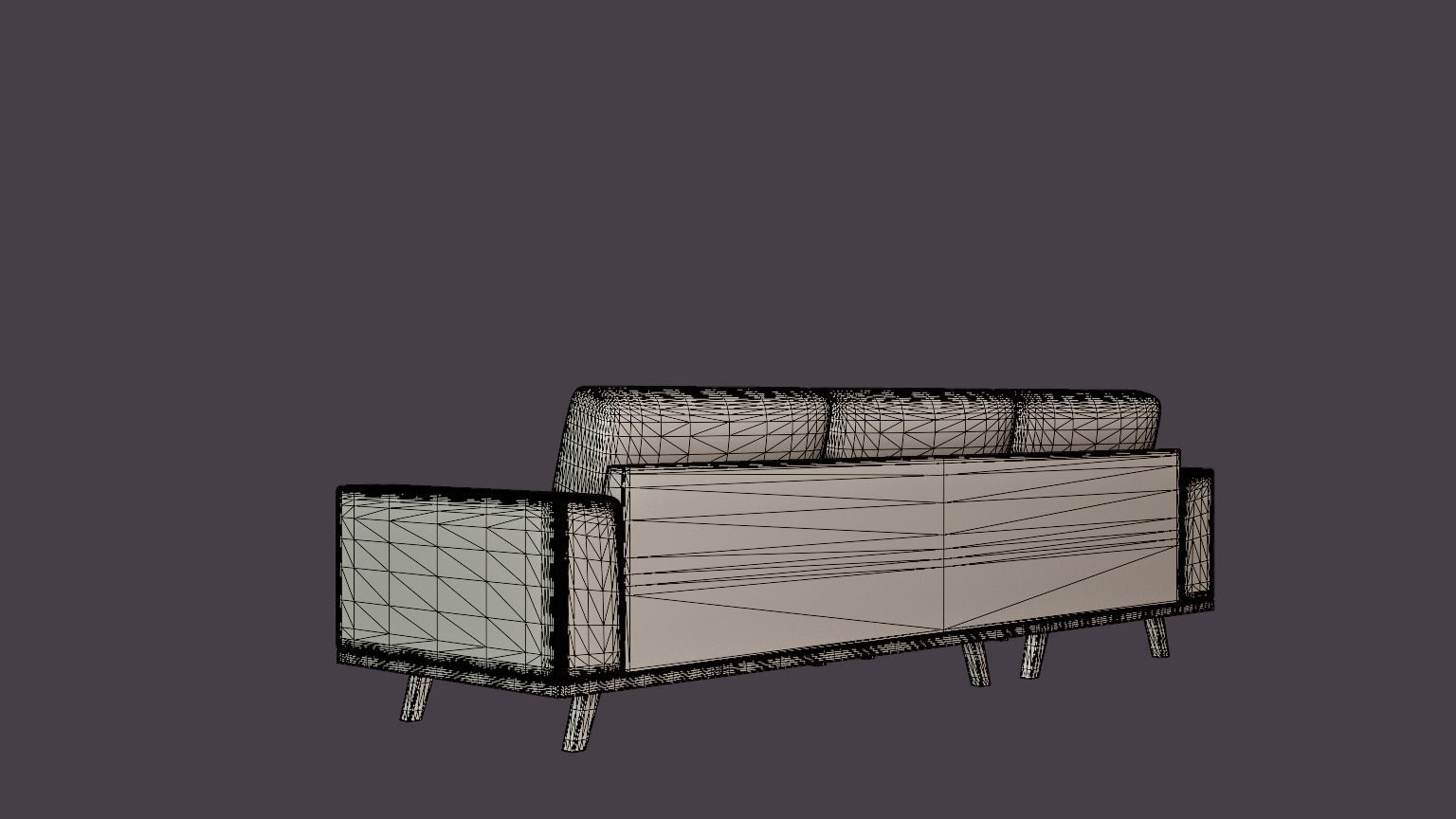 Copenhagen Divan Sofa Left Handed Blue Low-poly 3D model_6