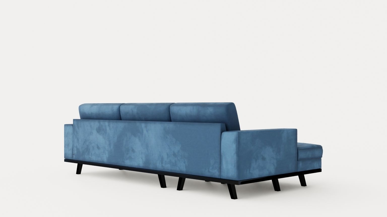 Copenhagen Divan Sofa Left Handed Blue Low-poly 3D model_3