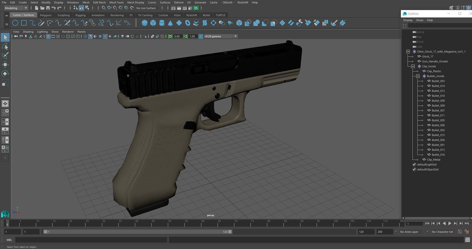 Olive Glock 17 with Magazine 3D model_32
