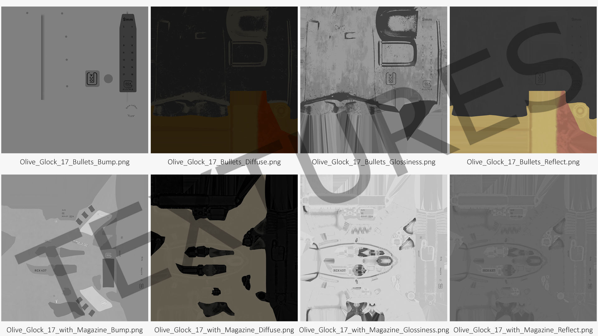 Olive Glock 17 with Magazine 3D model_24