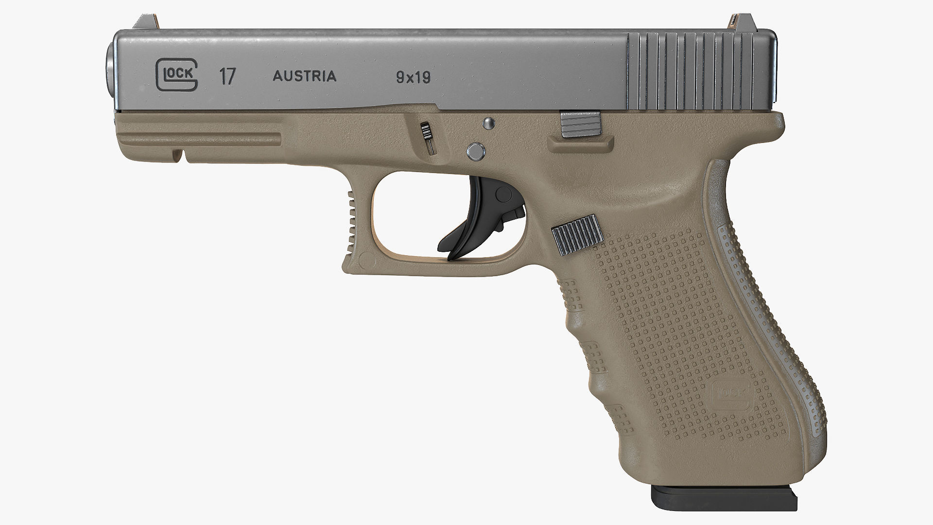 Olive Glock 17 with Magazine 3D model_1