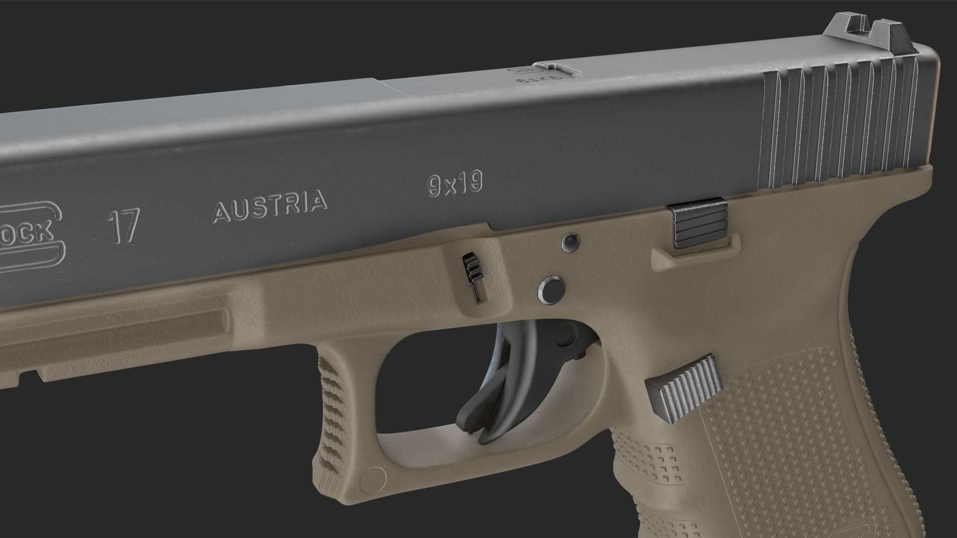 Olive Glock 17 with Magazine 3D model_18