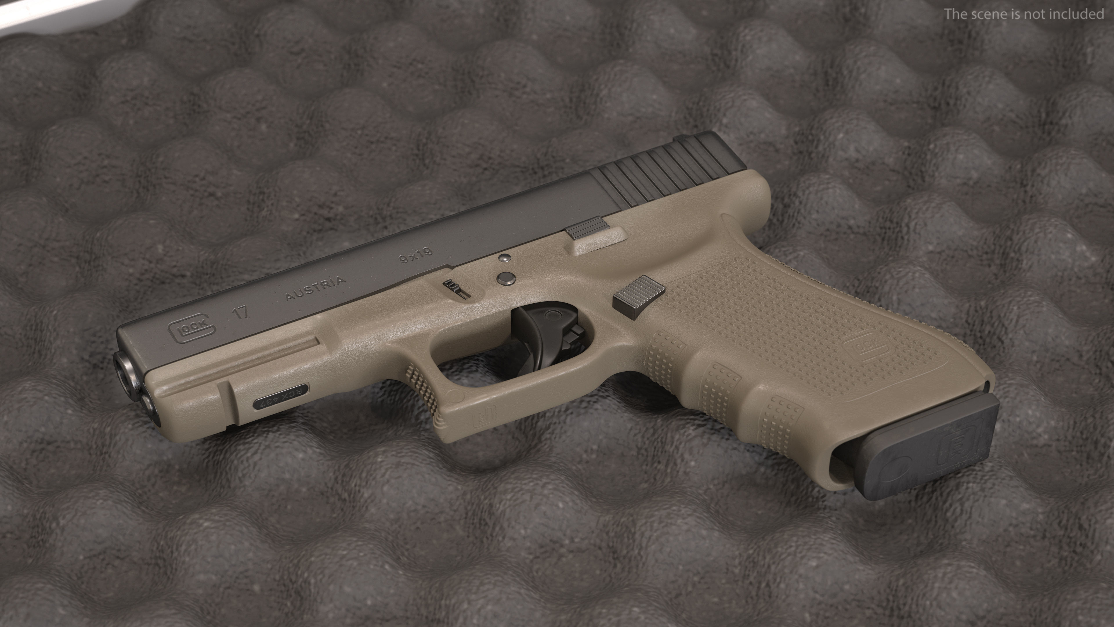Olive Glock 17 with Magazine 3D model_9