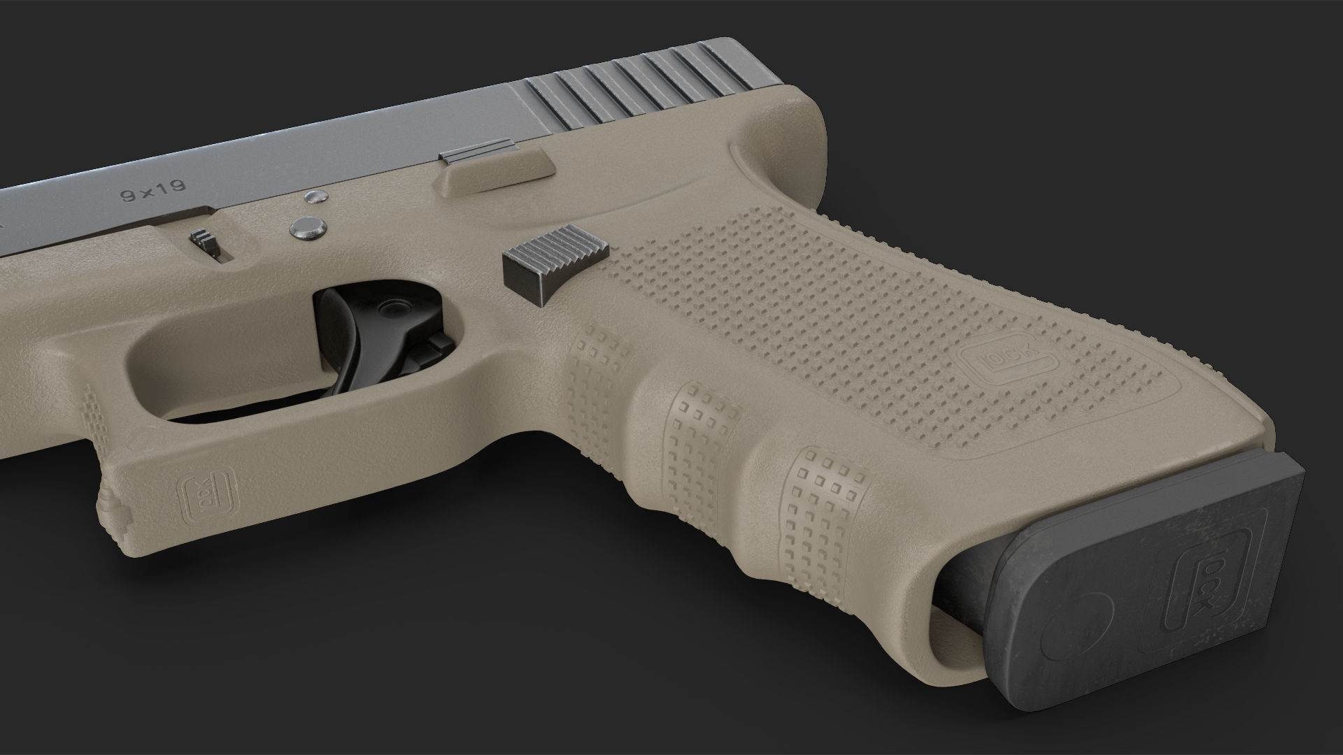 Olive Glock 17 with Magazine 3D model_17