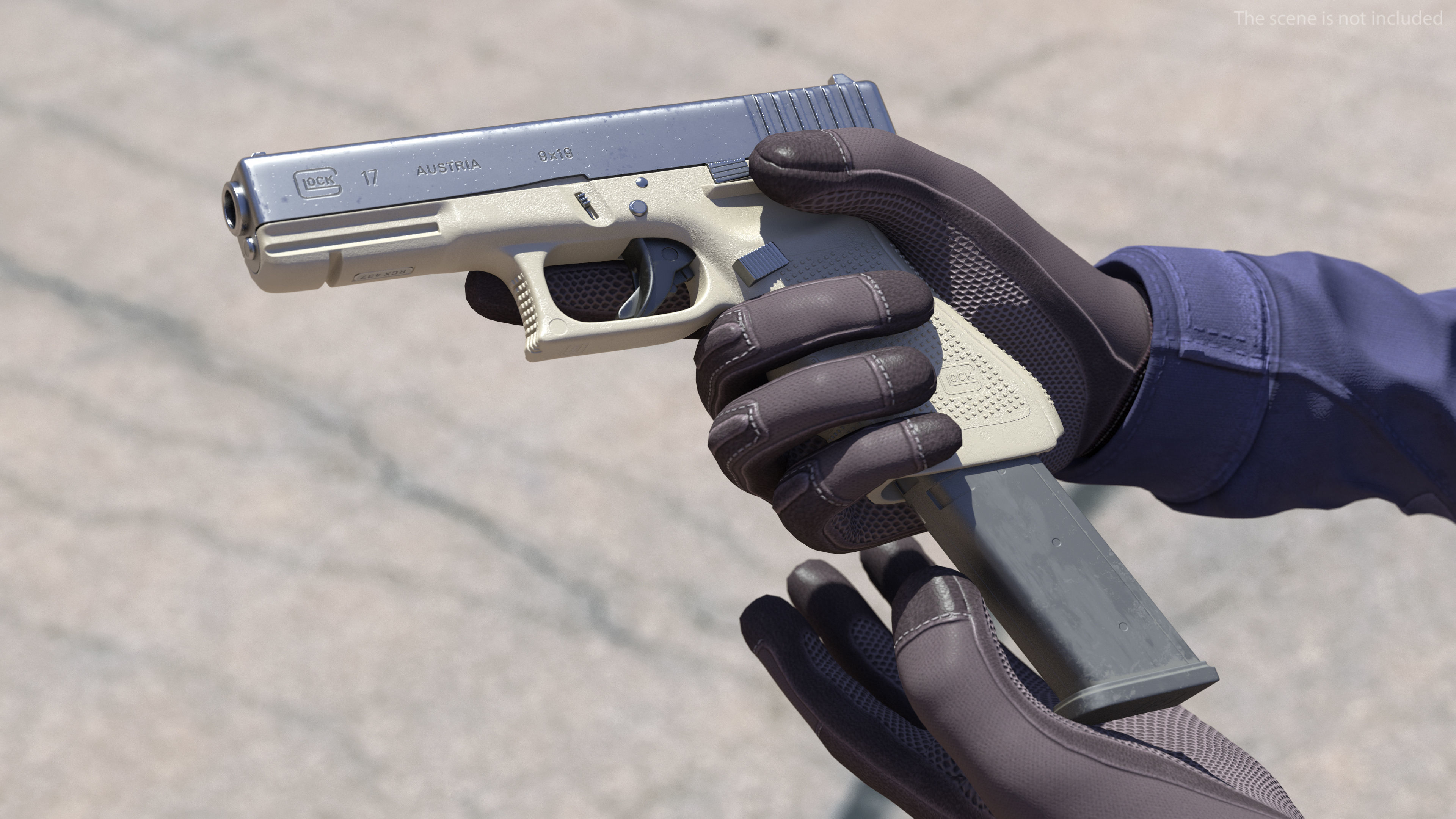 Olive Glock 17 with Magazine 3D model_5