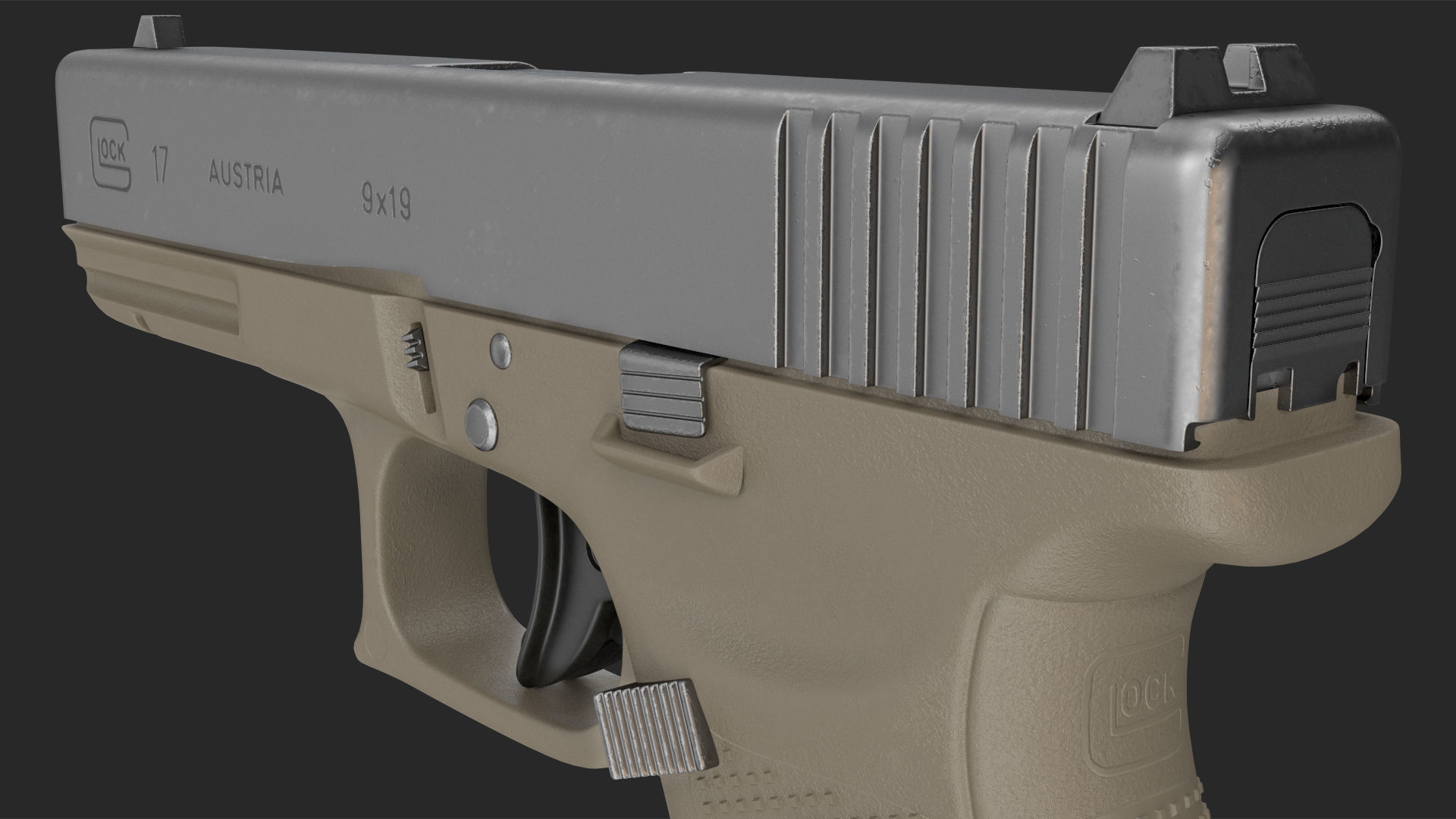 Olive Glock 17 with Magazine 3D model_19