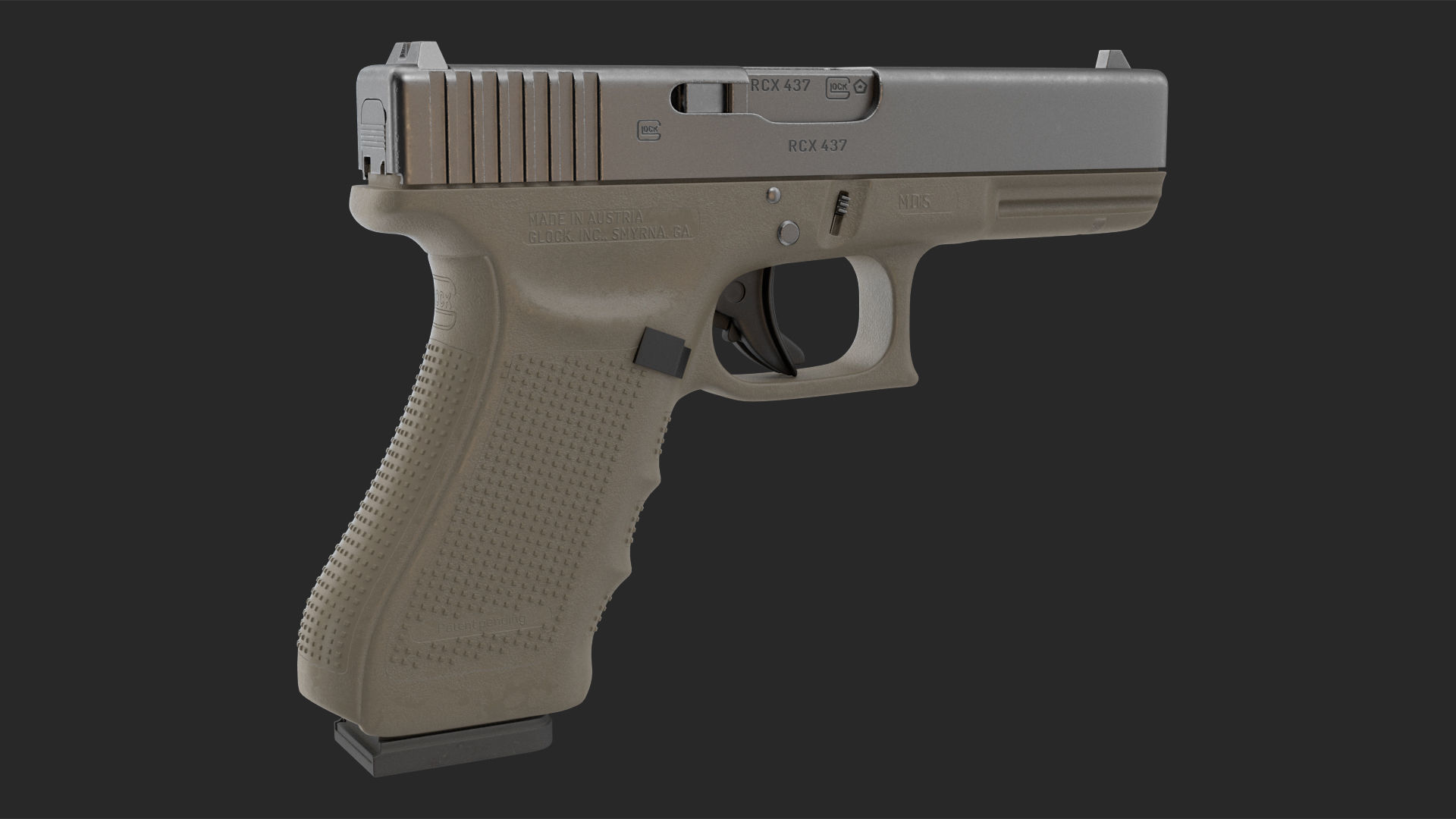 Olive Glock 17 with Magazine 3D model_11