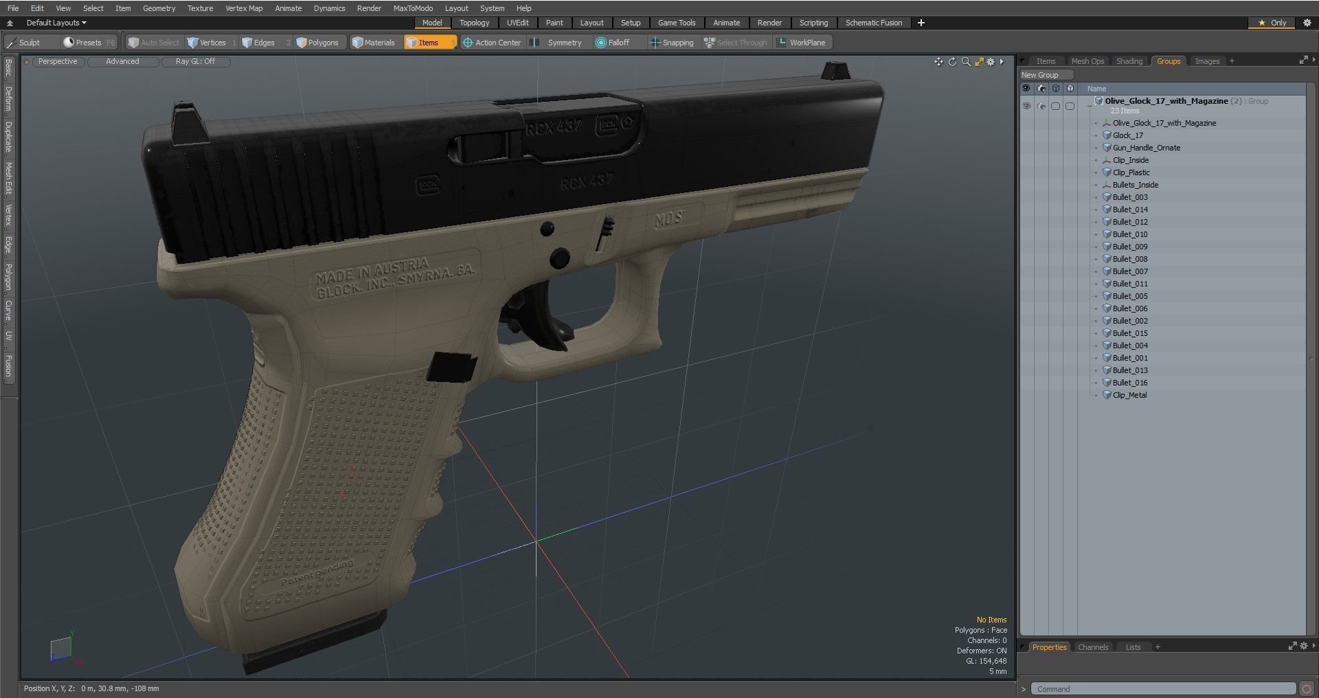 Olive Glock 17 with Magazine 3D model_28
