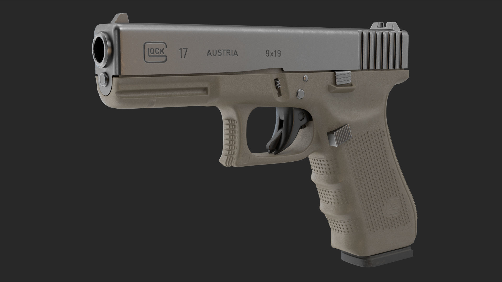 Olive Glock 17 with Magazine 3D model_10