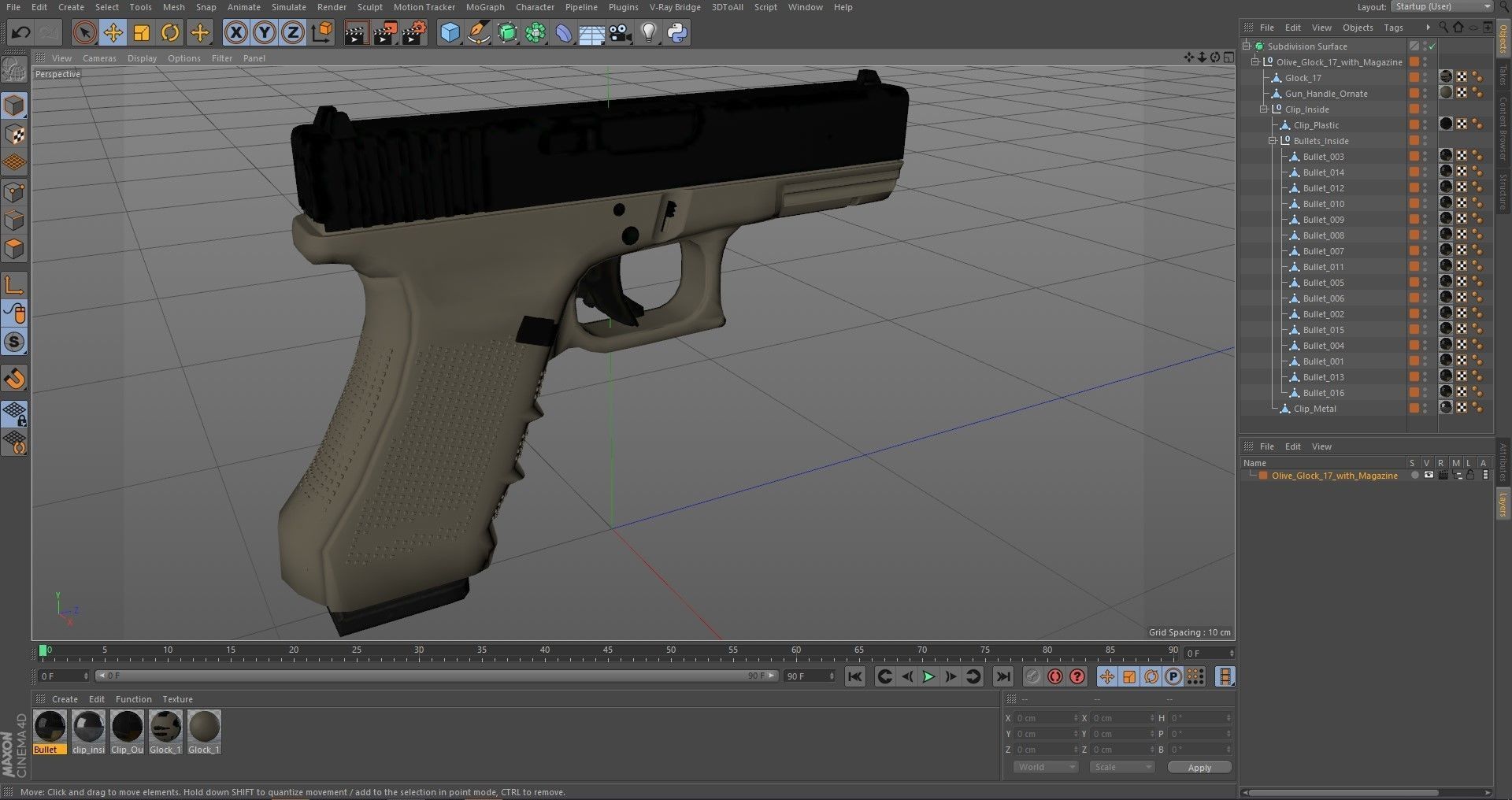 Olive Glock 17 with Magazine 3D model_30