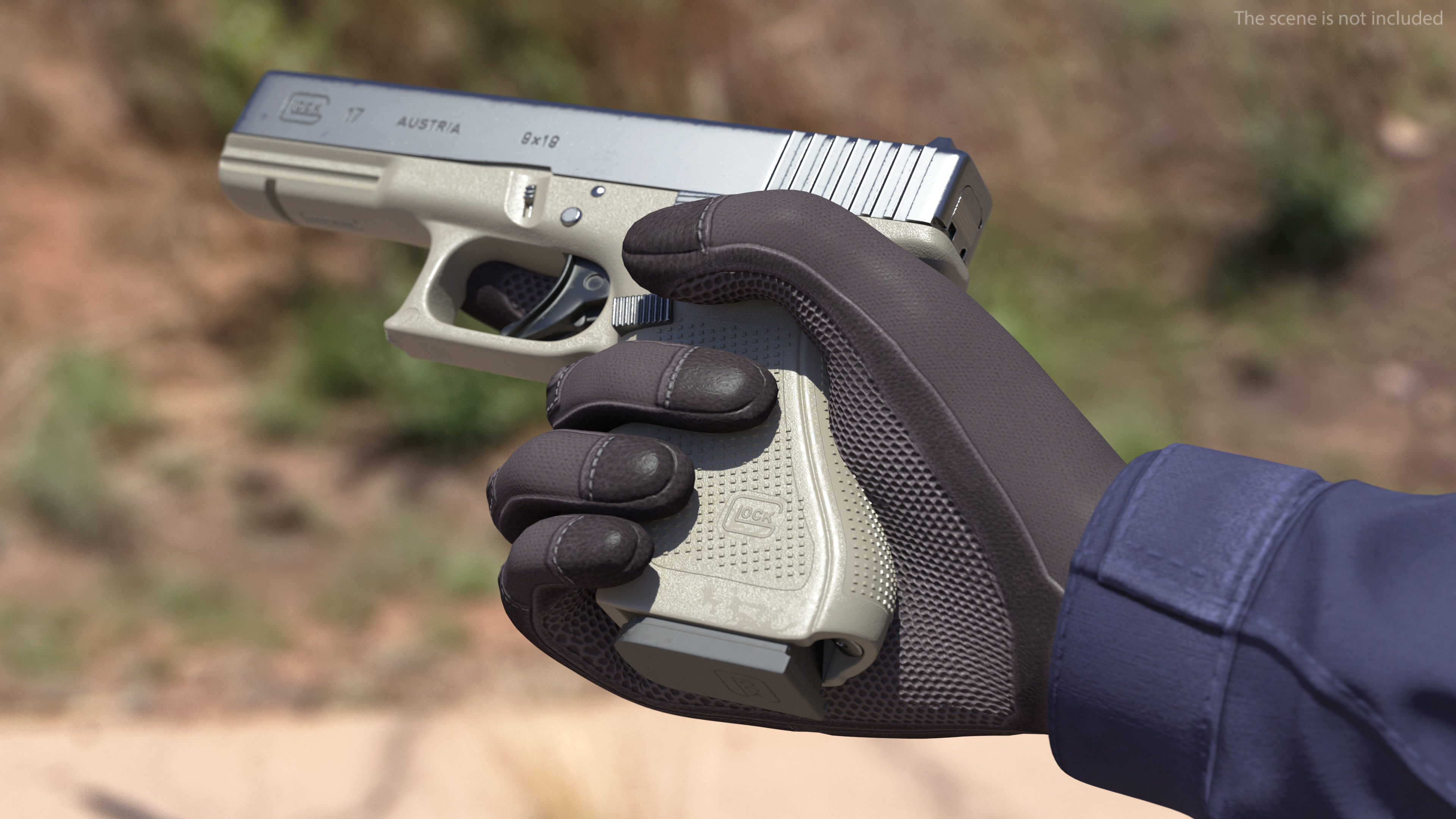 Olive Glock 17 with Magazine 3D model_2