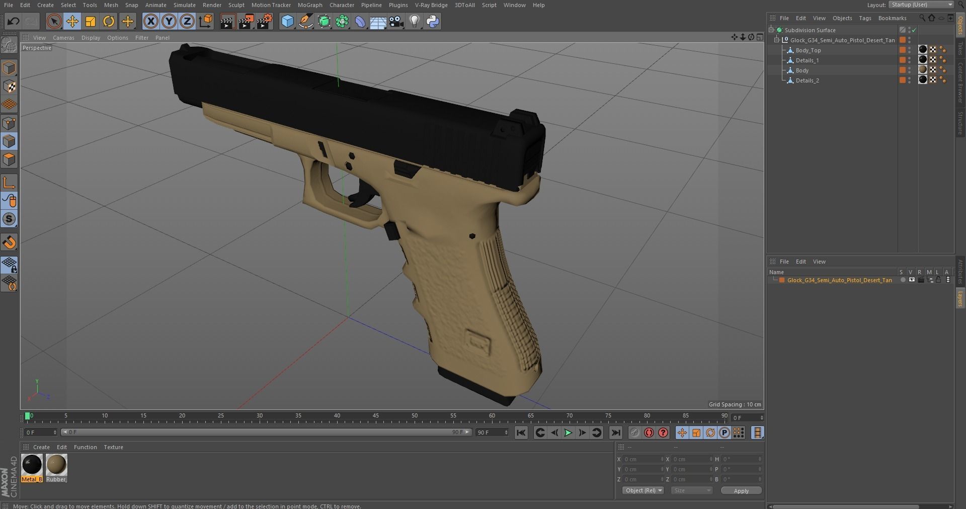 Glock G34 Semi Auto Pistol Desert Tan 3D model_27