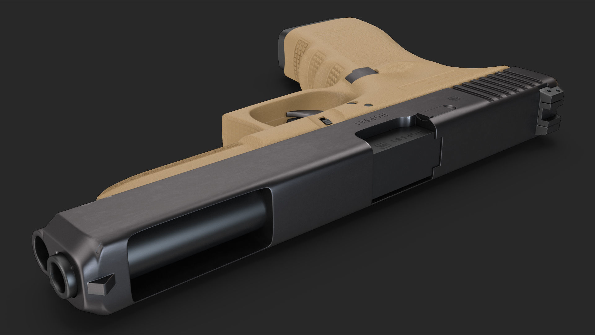 Glock G34 Semi Auto Pistol Desert Tan 3D model_13