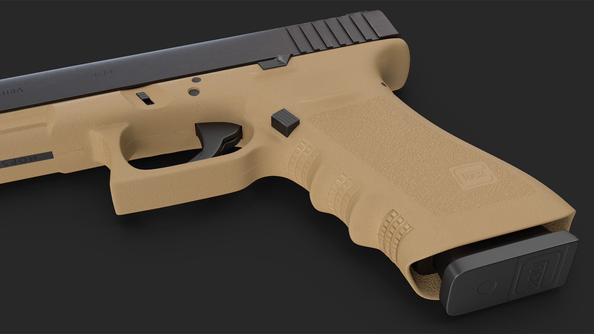 Glock G34 Semi Auto Pistol Desert Tan 3D model_14