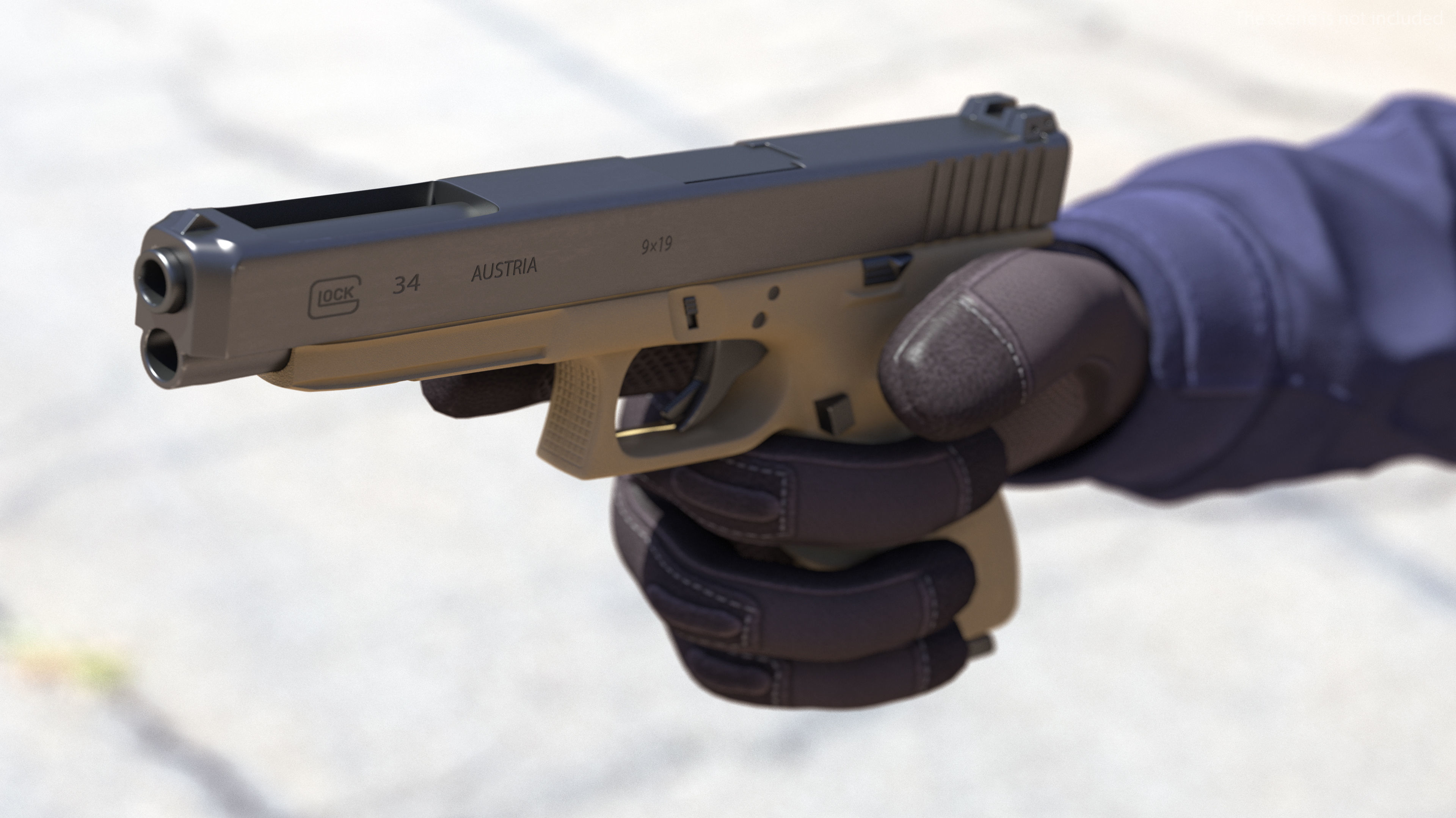 Glock G34 Semi Auto Pistol Desert Tan 3D model_2