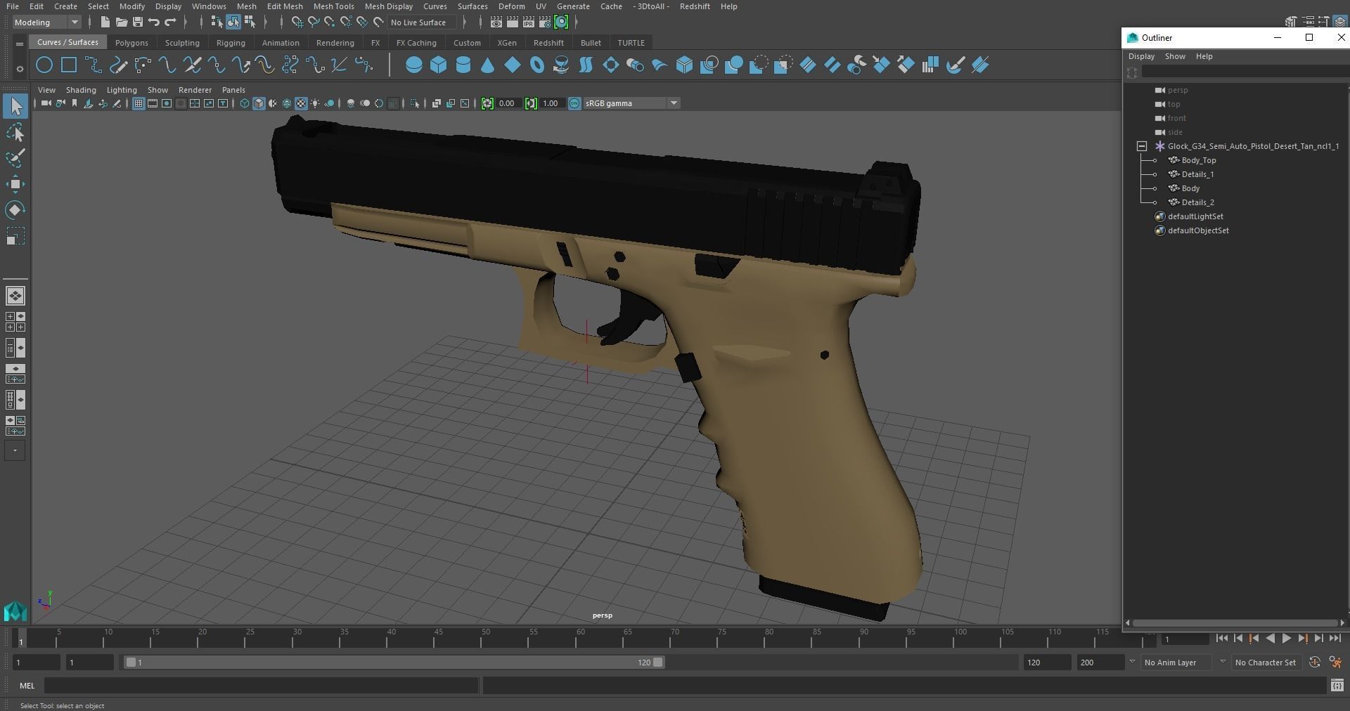 Glock G34 Semi Auto Pistol Desert Tan 3D model_25