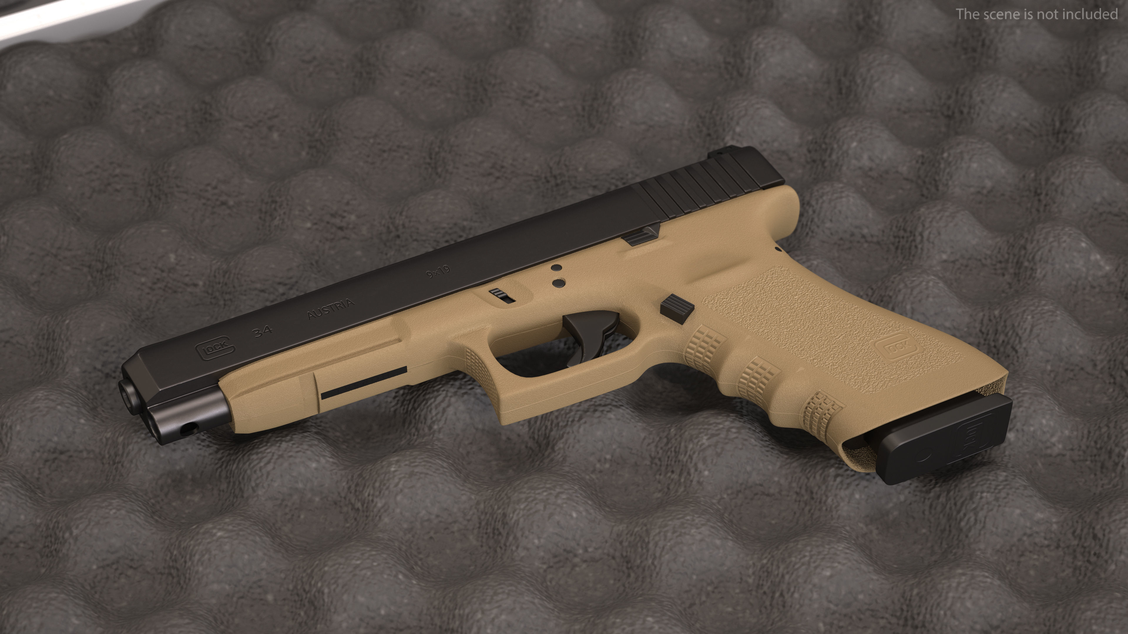 Glock G34 Semi Auto Pistol Desert Tan 3D model_7