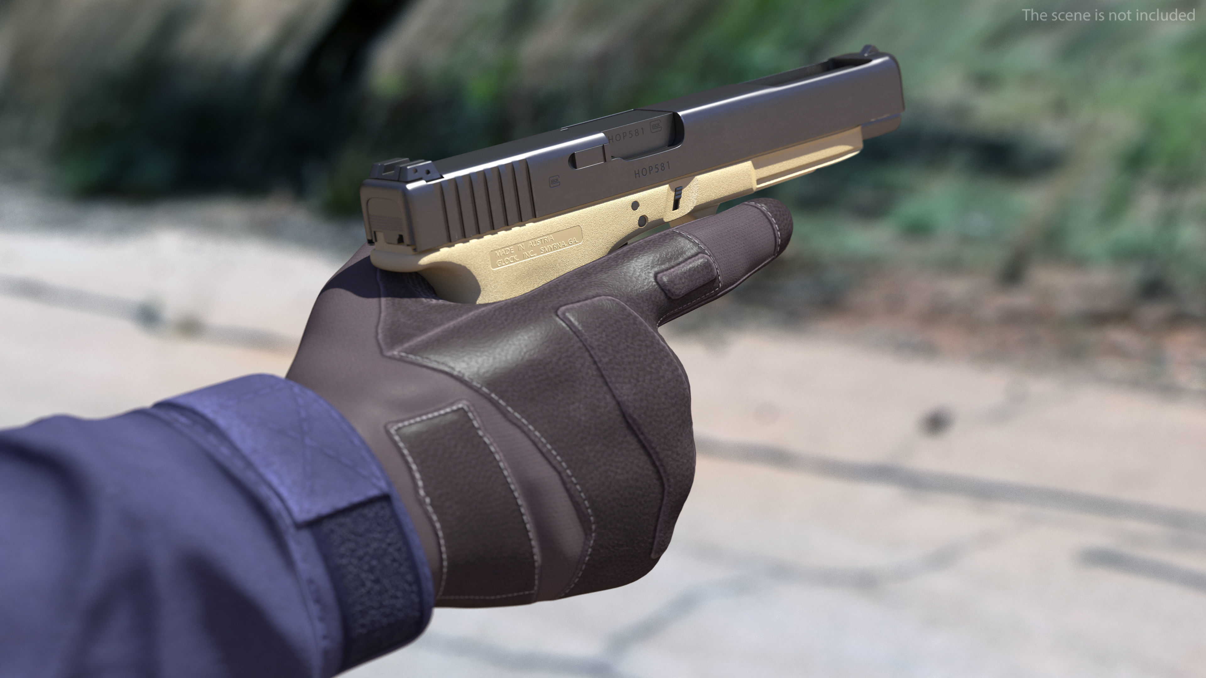 Glock G34 Semi Auto Pistol Desert Tan 3D model_4