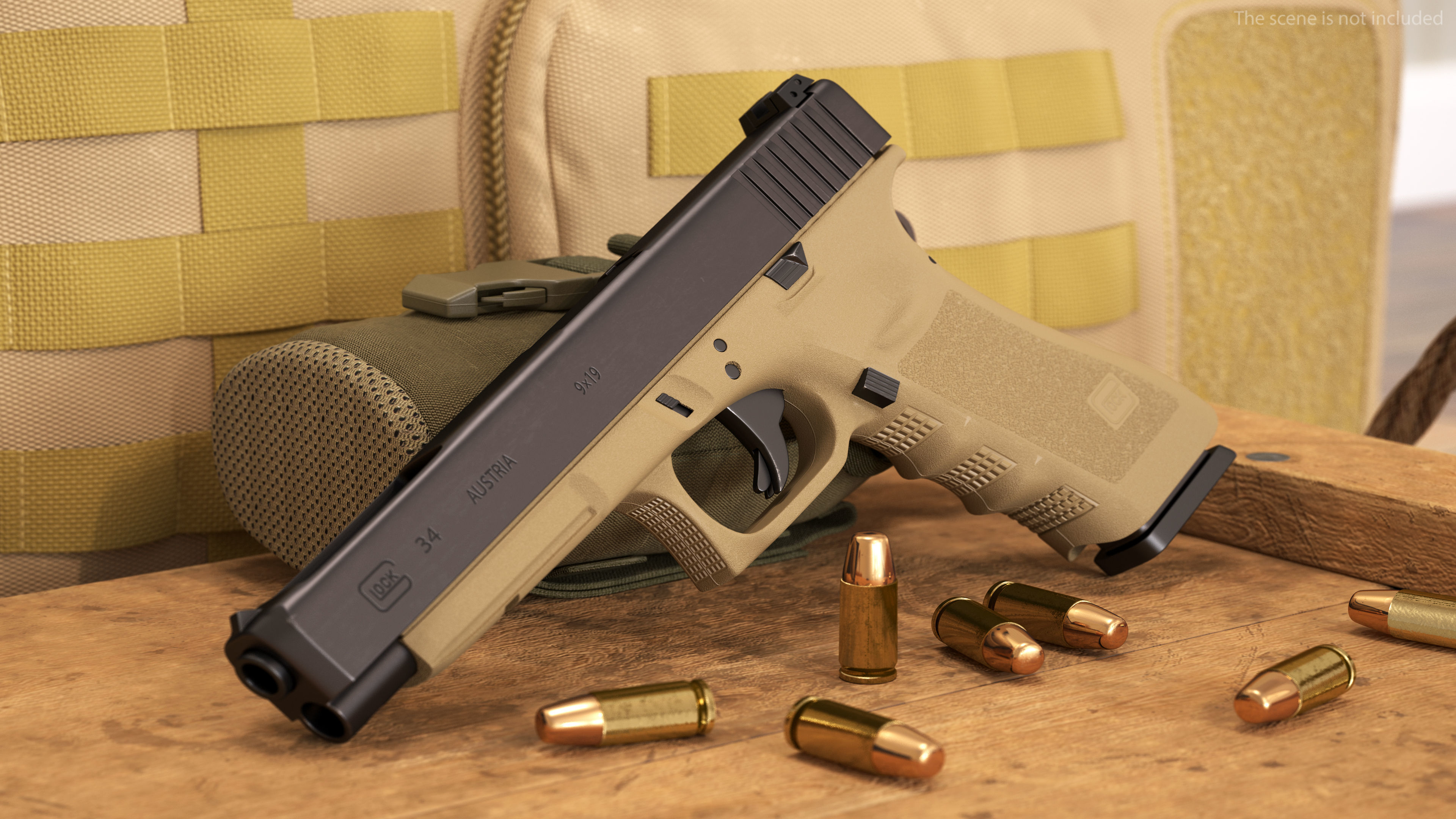 Glock G34 Semi Auto Pistol Desert Tan 3D model_6