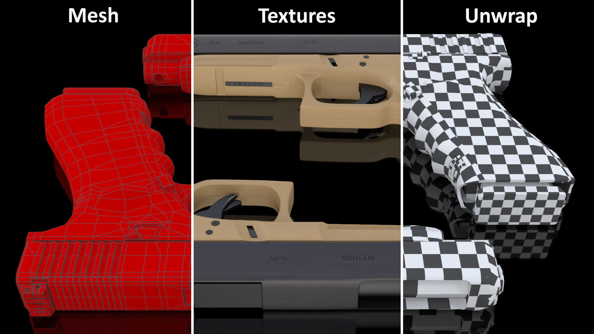 Glock G34 Semi Auto Pistol Desert Tan 3D model_18