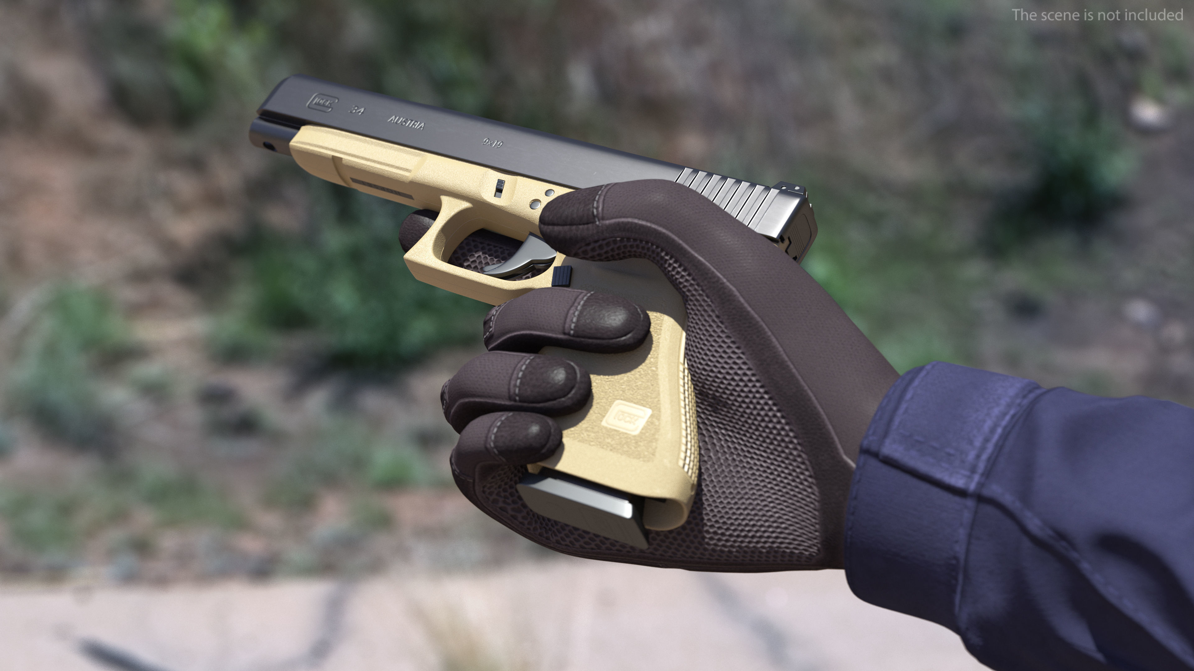 Glock G34 Semi Auto Pistol Desert Tan 3D model_3
