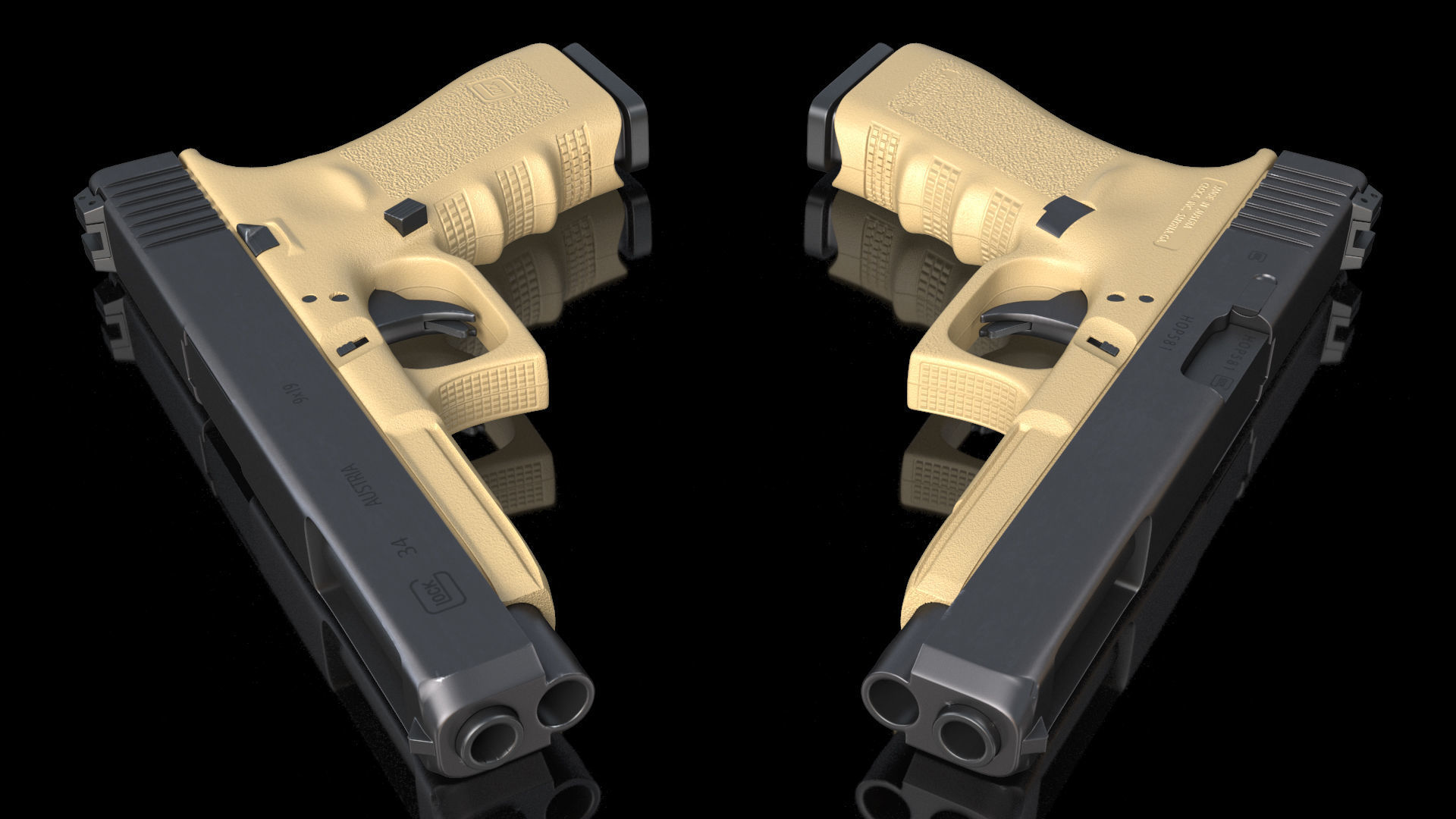 Glock G34 Semi Auto Pistol Desert Tan 3D model_9