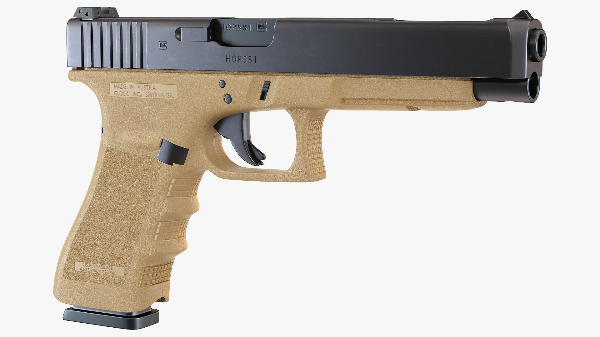 Glock G34 Semi Auto Pistol Desert Tan 3D model_1