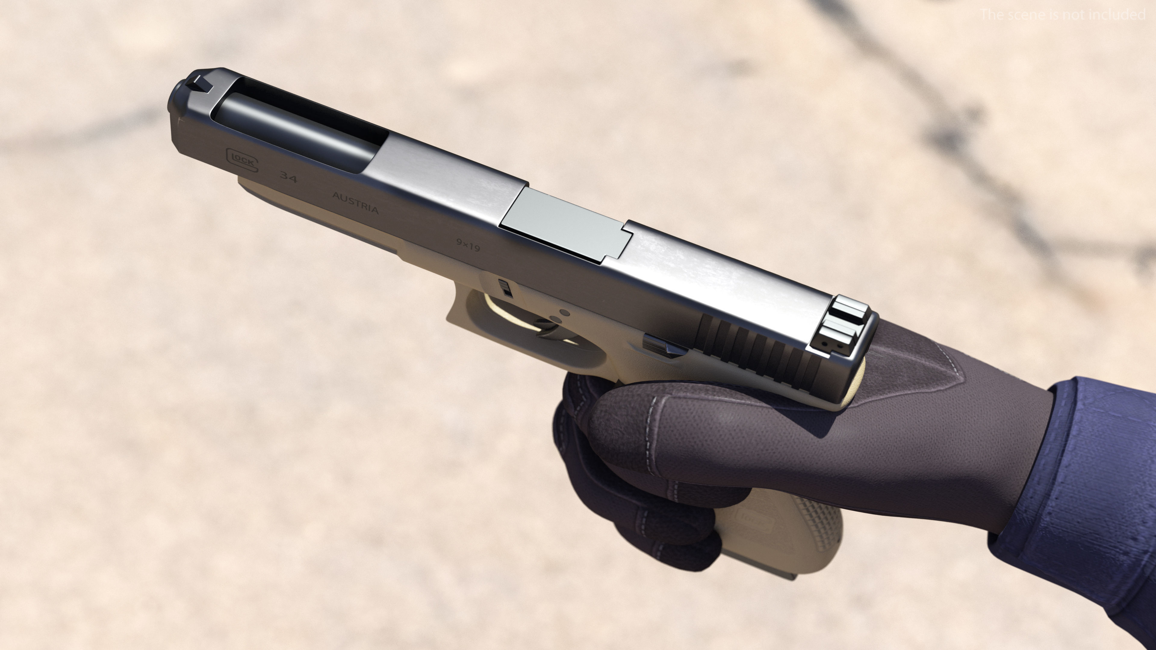 Glock G34 Semi Auto Pistol Desert Tan 3D model_5