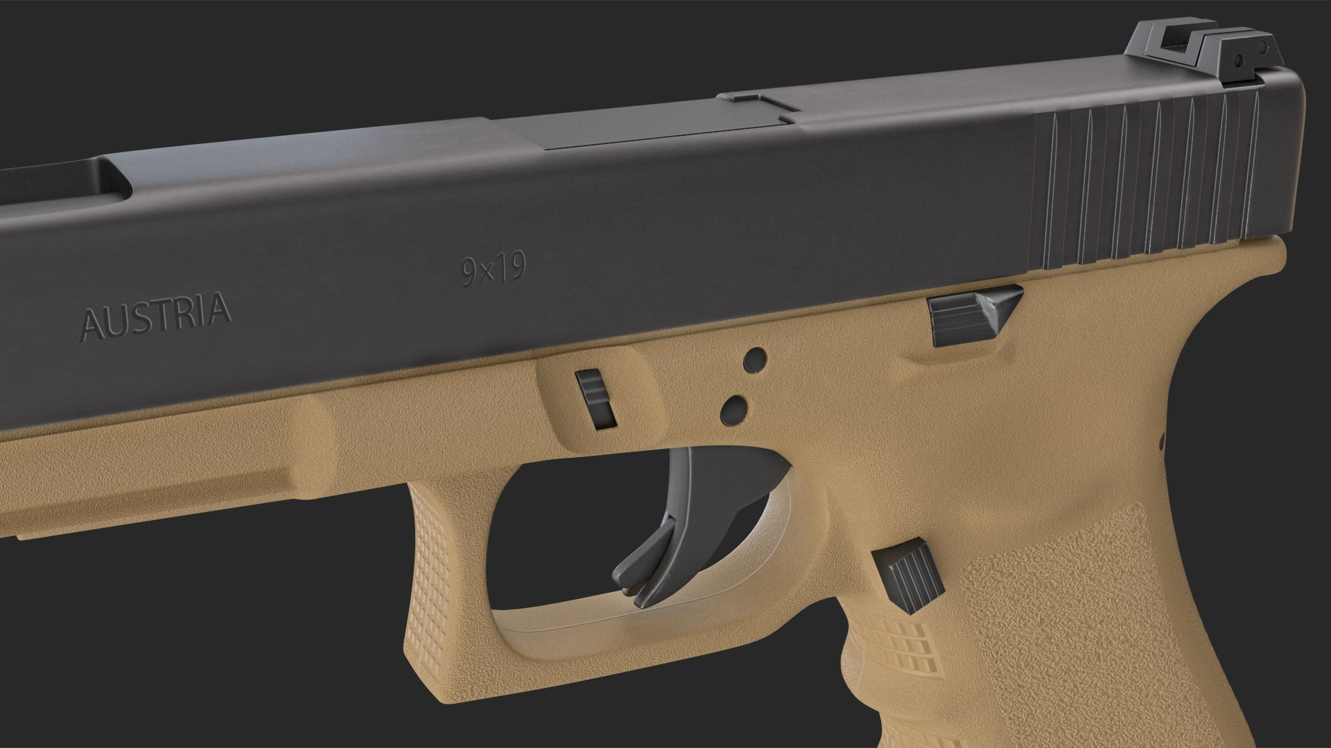 Glock G34 Semi Auto Pistol Desert Tan 3D model_15