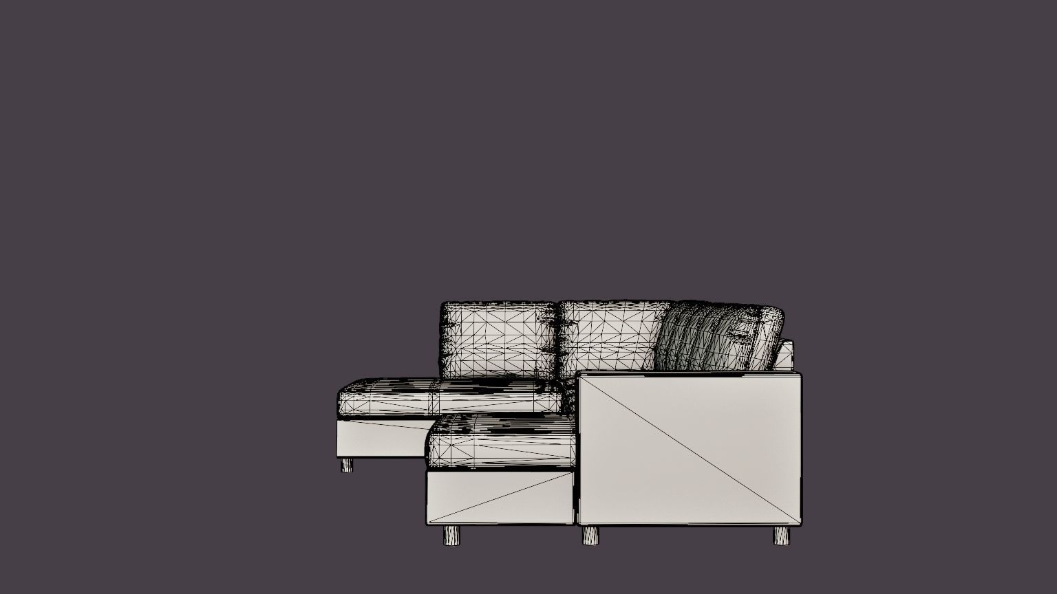 Crazy U Sofa Xxl Divan Right Light Gray Low-poly 3D model_7