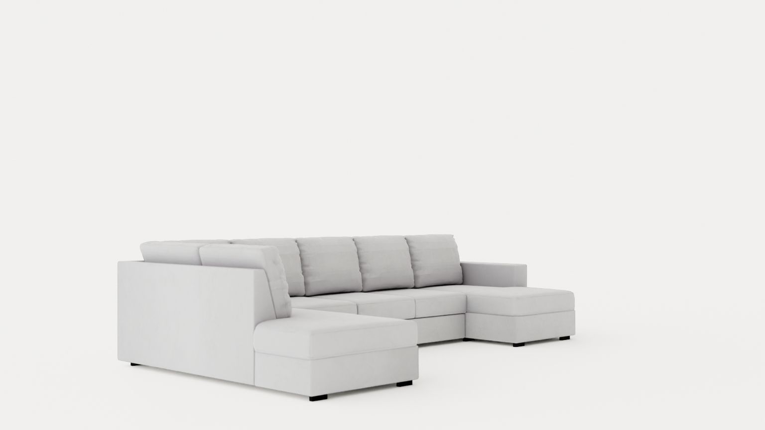 Crazy U Sofa Xl Divan Right Light Gray Low-poly 3D model_1