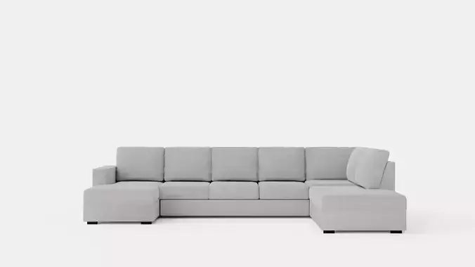 Crazy U Sofa Xl Divan Left Light Gray Low-poly 3D model