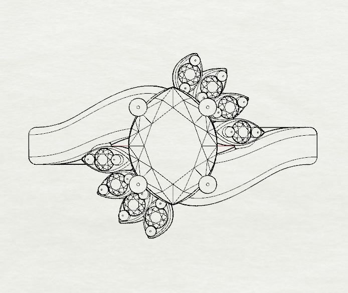 Marquise ring 3D print model_10