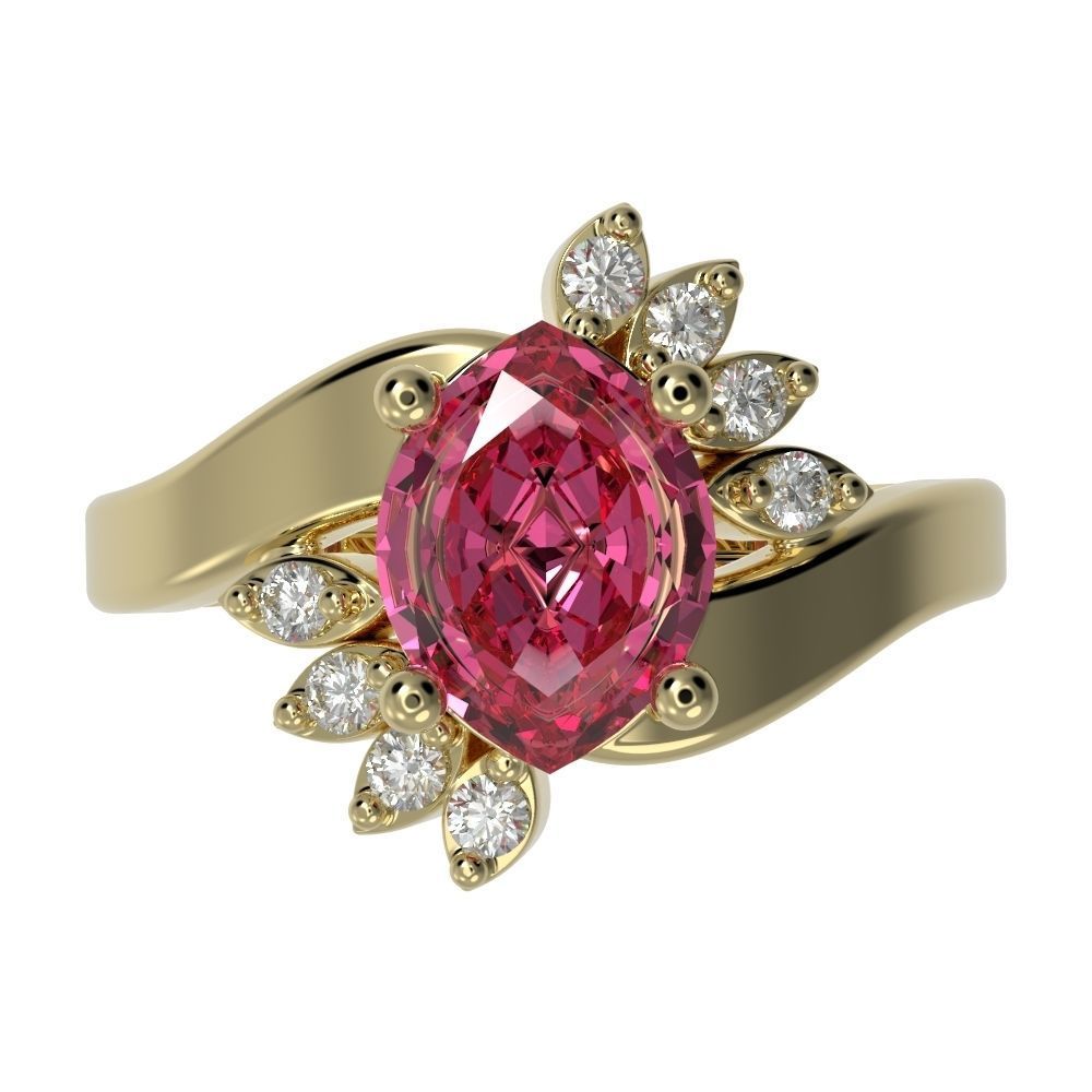 Marquise ring 3D print model_1