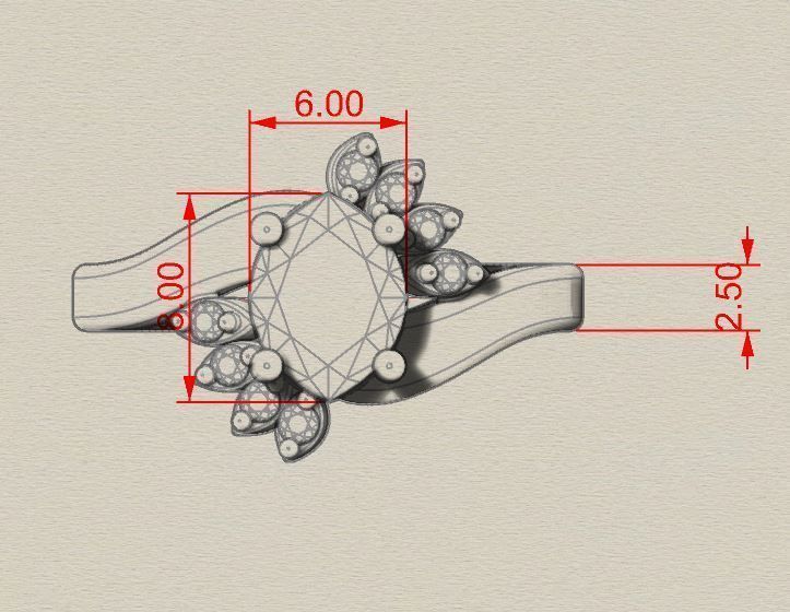Marquise ring 3D print model_8