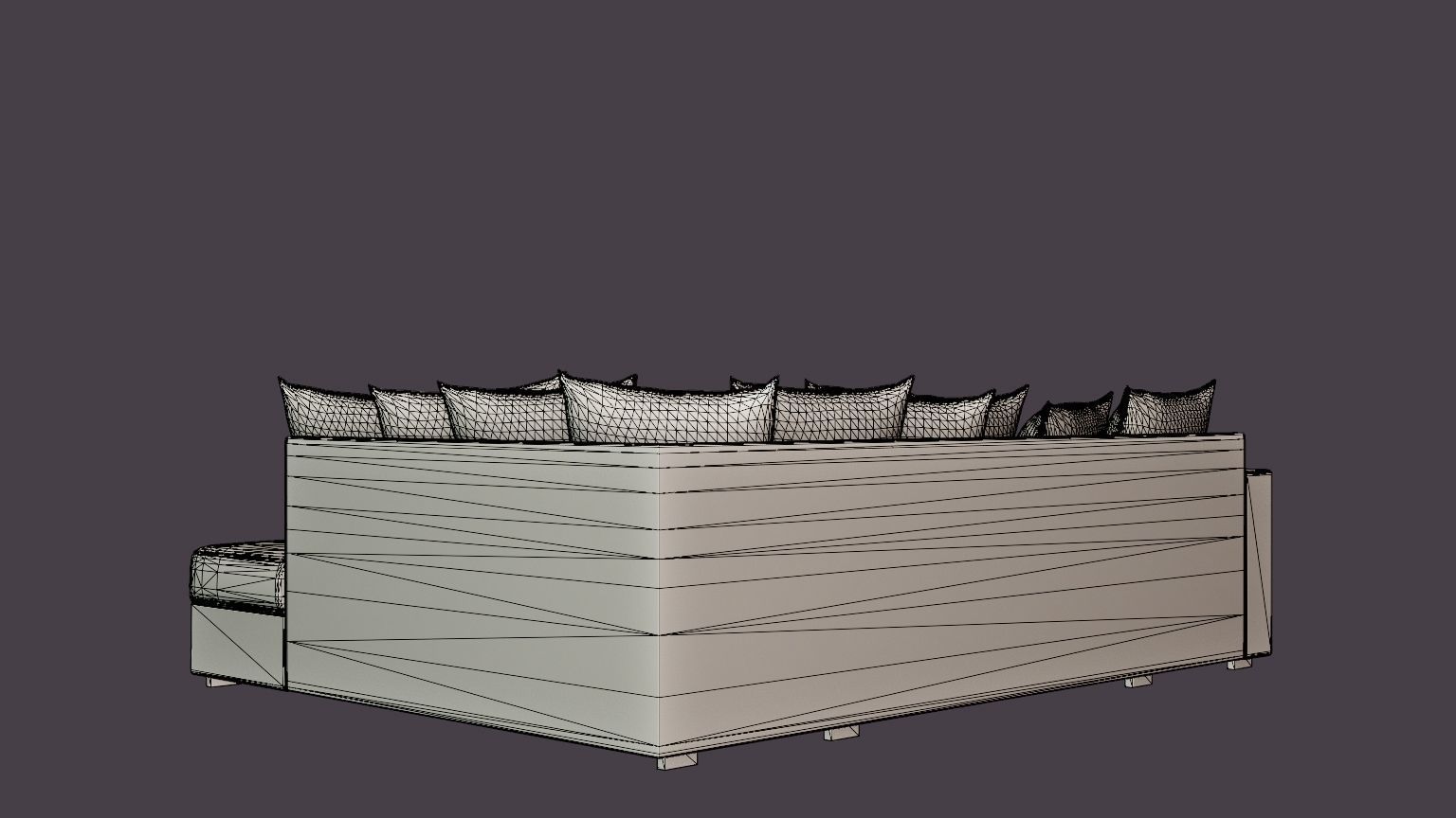 Crazy U Sofa Small Divan Left Including Envelope Cushions Dark Low-poly 3D model_6