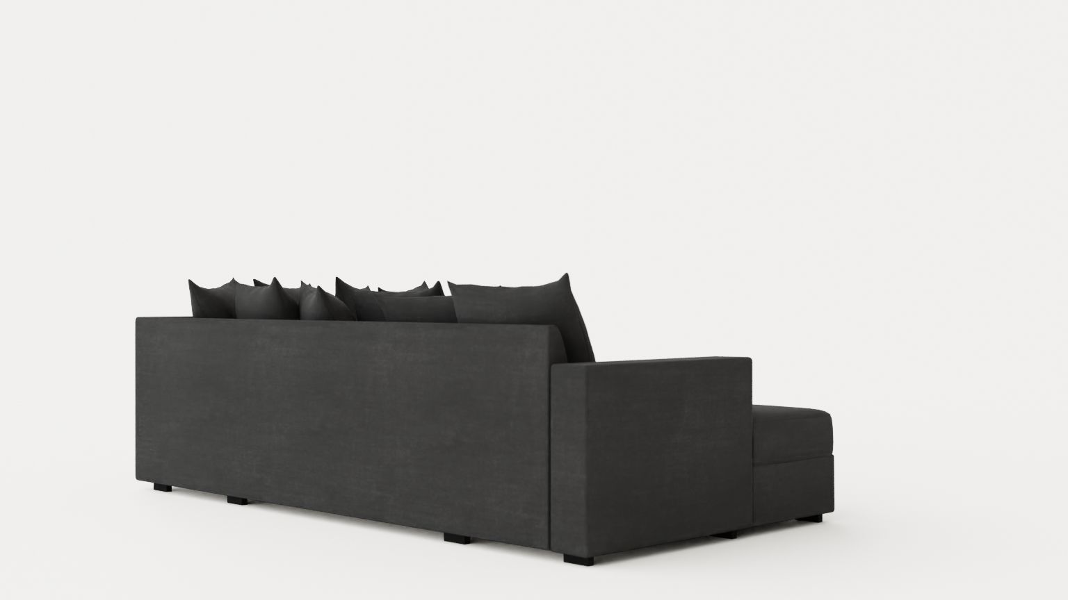 Crazy U Sofa Small Divan Left Including Envelope Cushions Dark Low-poly 3D model_3