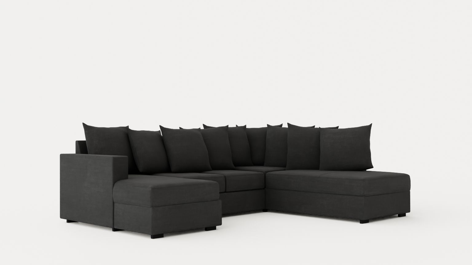 Crazy U Sofa Small Divan Left Including Envelope Cushions Dark Low-poly 3D model_1