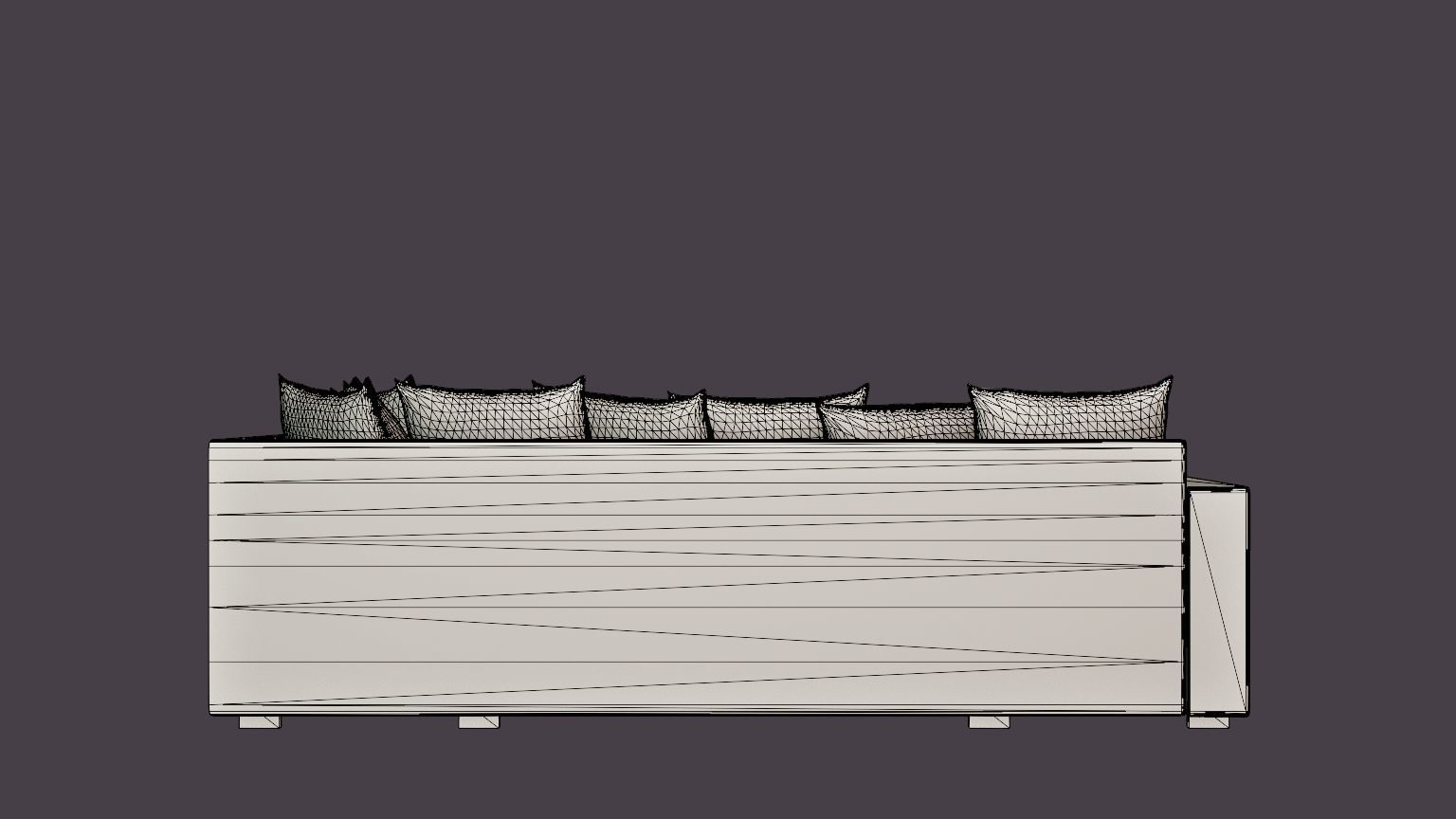 Crazy U Sofa Small Divan Left Including Envelope Cushions Dark Low-poly 3D model_5