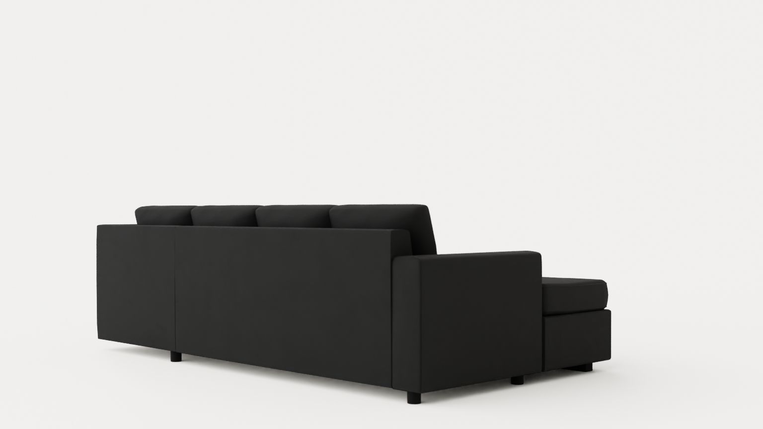 Crazy U Sofa Small Divan Left Black Artificial Leather Low-poly 3D model_3