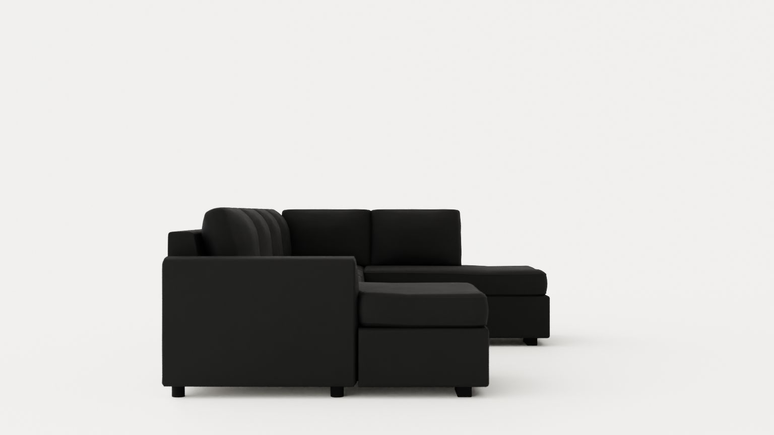 Crazy U Sofa Small Divan Left Black Artificial Leather Low-poly 3D model_2