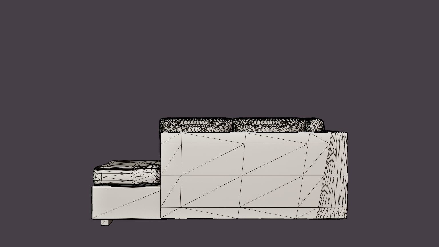 Crazy U Sofa Small Divan Left Black Artificial Leather Low-poly 3D model_7