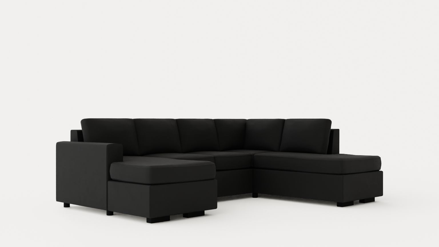 Crazy U Sofa Small Divan Left Black Artificial Leather Low-poly 3D model_1