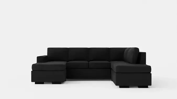 Crazy U Sofa Small Divan Left Black Artificial Leather